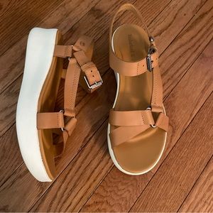 New Timberland Wedge Strappy Sandal Size 7 Brown Leather Ortholite Footbed